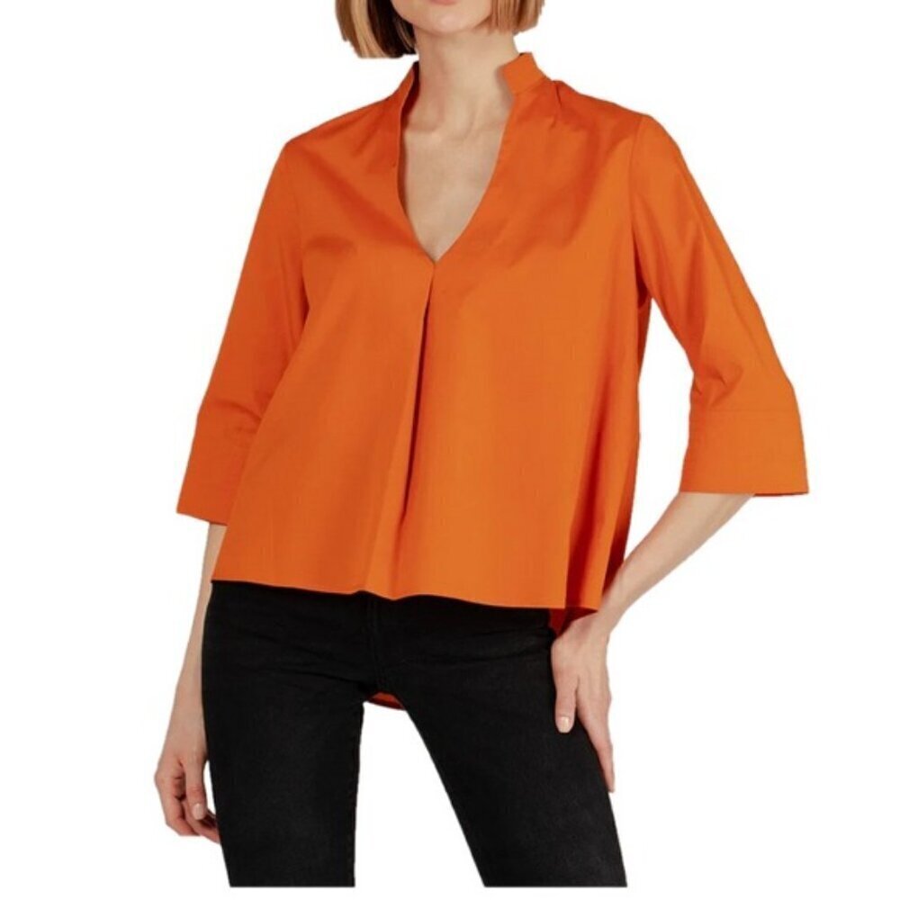 Harshman Spirea Burnt Orange Blouse Xs 3/4 Sleeves 100% Cotton Nwt Msrp $179